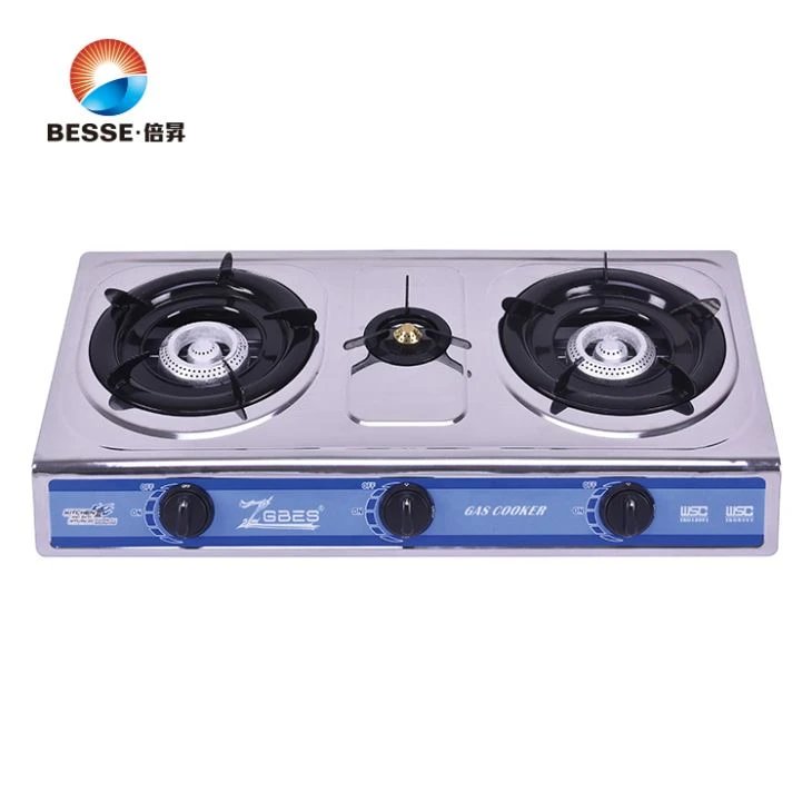 Hot Sales Triple Burner Stainless Steel Kitchen Use Cookware Gas Stove