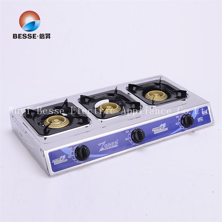 Els mateixos tres fogons d'acer inoxidable de cremadors de ferro colat